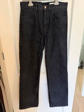Zara Black Wide-Leg High-Rise Jeans With Paisley Pattern